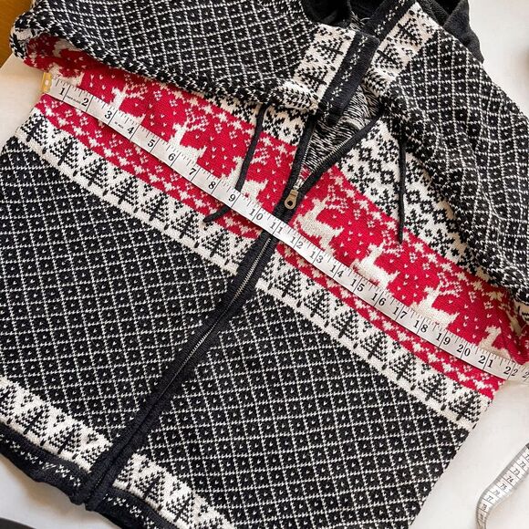 Vintage Christmas Fairisle Deer Zip Up Hoodie Size M - Picture 5 of 6